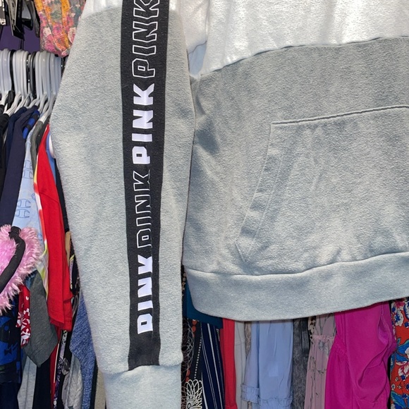 PINK white Gray Victoria secrets sweater pull over zip top very comfy size MED - Picture 3 of 8